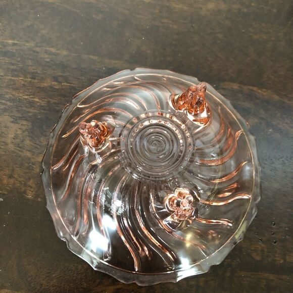 Elegant Pink Depression Glass Candy Dish Bowl - Picture 3 of 6